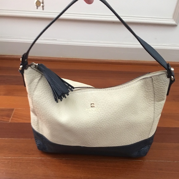 leather kate spade purse - cream and navy - Picture 1 of 8